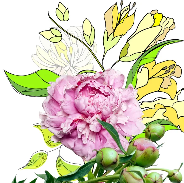 Decoratieve achtergrond met bloemen — Stockfoto