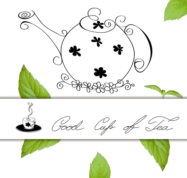 Card with teapot — Stock Photo, Image