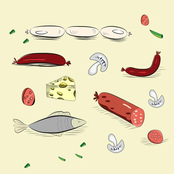 Набір ручної мальованої їжі — стоковий вектор
