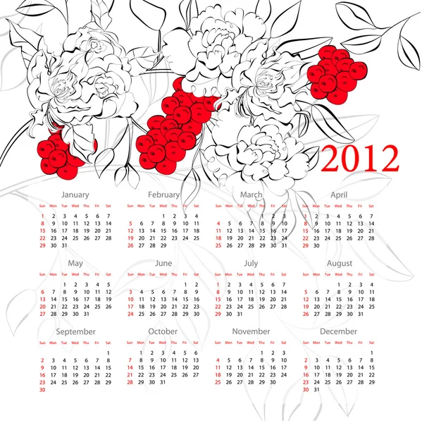 Virágos naptár — Stock Vector