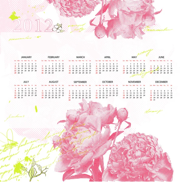 Stylizowane kalendarz na rok 2012 — Wektor stockowy