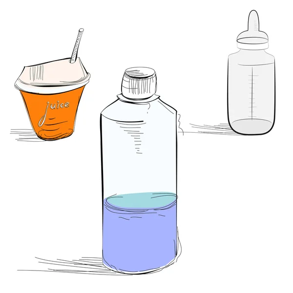 Şişe ve bardak suyu — Stok Vektör