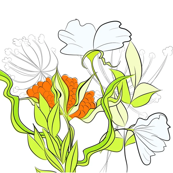 Modello per carta con fiori estivi — Vettoriale Stock