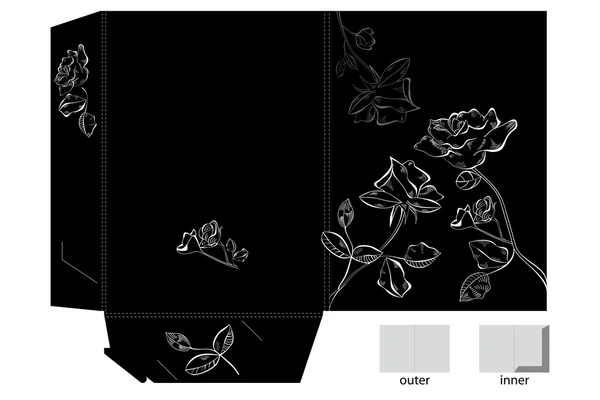Folder with white Rose flowers — Stock Vector