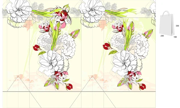 Vorlage für Tasche mit Blumen — Stockvektor