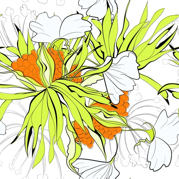 花と花のシームレスな壁紙 — ストックベクタ