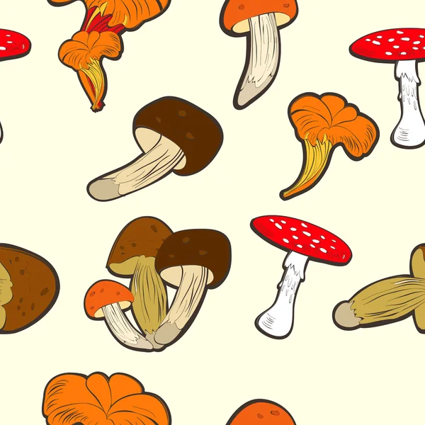 Seamless wallpaper with mushrooms — Stock Vector