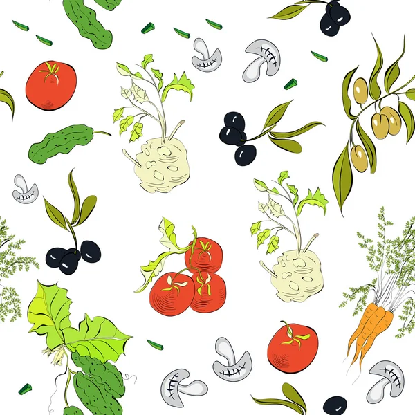 Seamless background with vegetables — Stock Vector