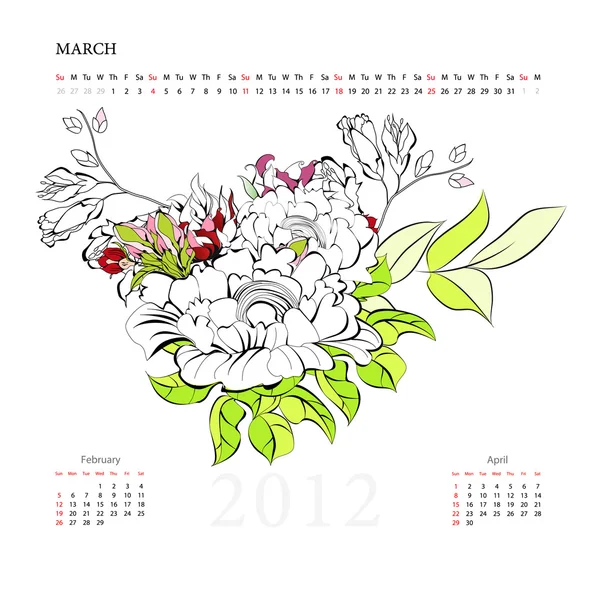 Calendar for 2012 — Stock Vector
