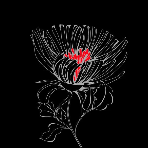 Flor estilizada no fundo preto — Vetor de Stock