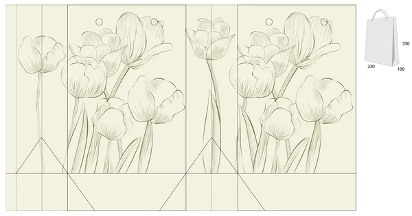 Ozdobny worek z tulipany — Wektor stockowy