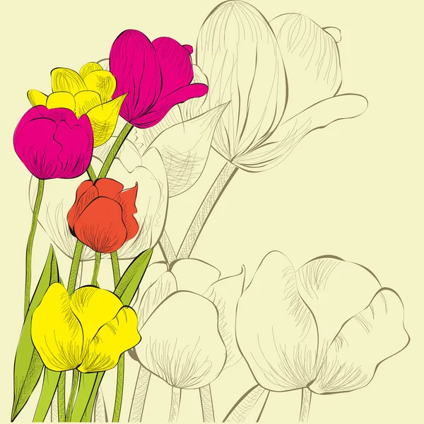 Декоративный фон с цветами тюльпанов — стоковый вектор