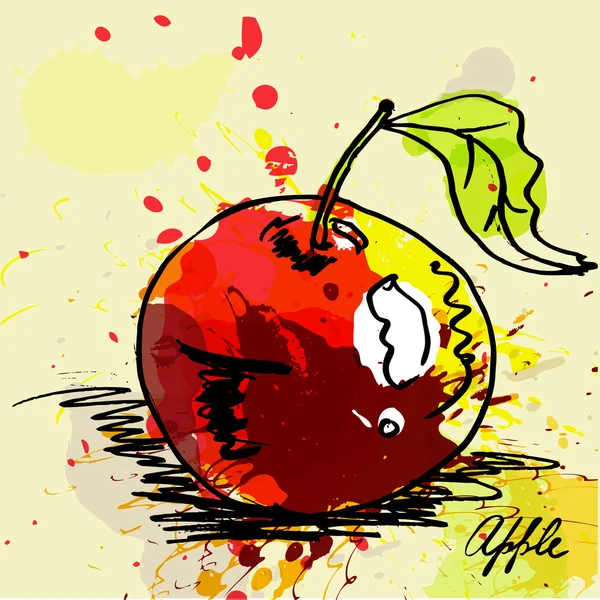Stiliserade apple på grunge bakgrund — 图库矢量图片