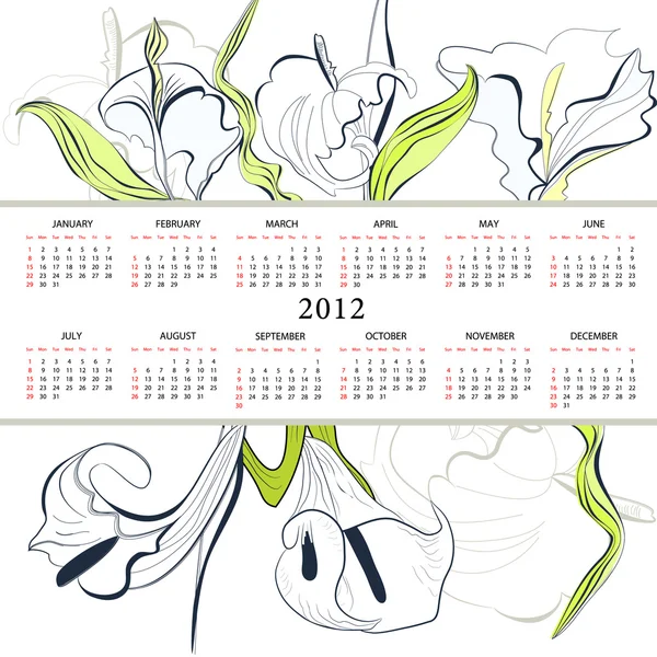 カレンダー 2012年テンプレート — ストックベクタ