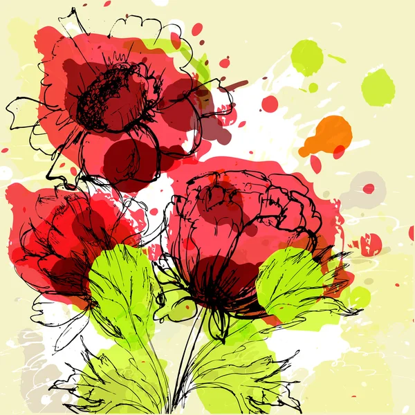 Gyönyörű virágok grunge háttér — Stock Vector