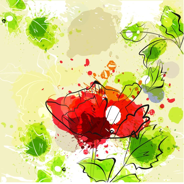 Grunge 背景上美丽的鲜花 — 图库矢量图片