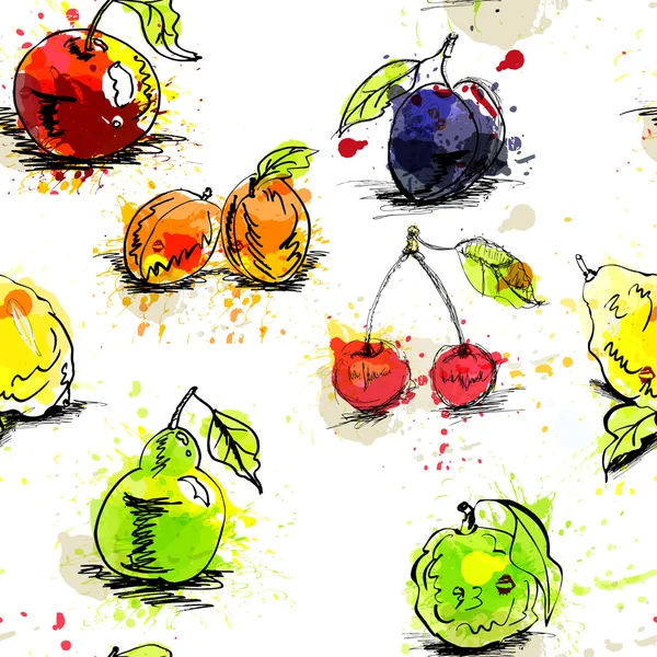 วอลล์เปเปอร์ไร้รอยกับผลไม้ — ภาพเวกเตอร์สต็อก