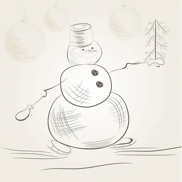 Carte de Noël avec bonhomme de neige — Image vectorielle