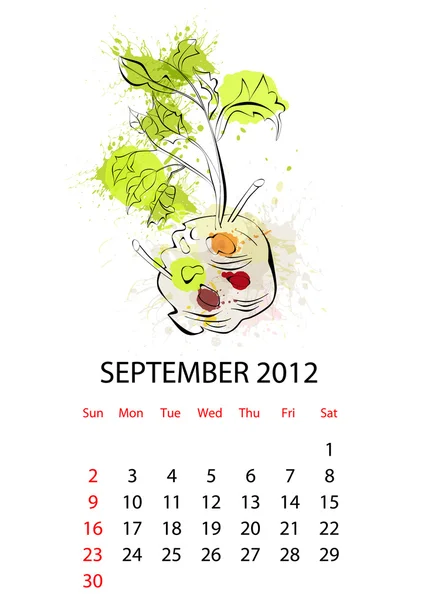 Календар на 2012 з овочами — стоковий вектор