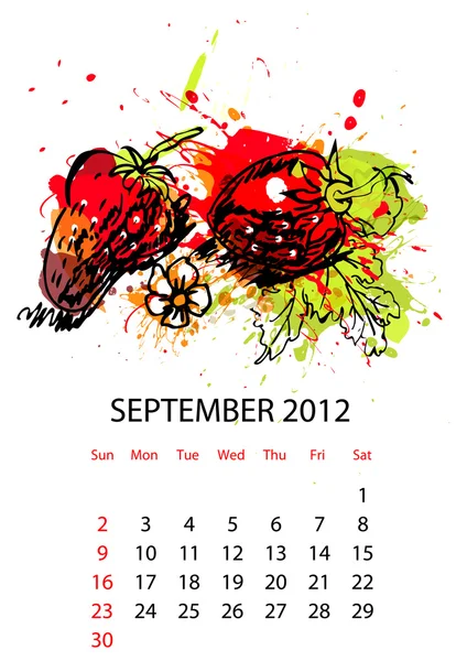 フルーツと 2012 年のカレンダー — ストックベクタ