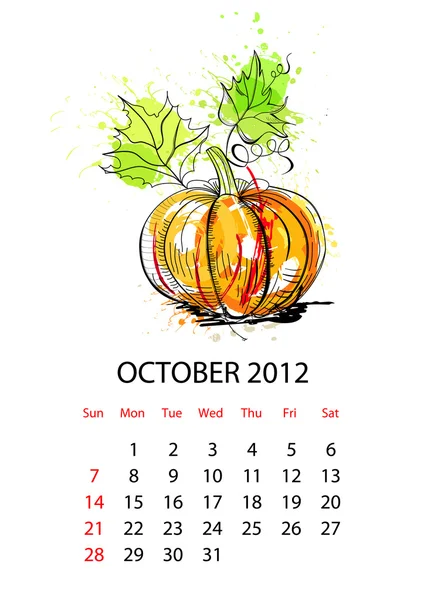Calendario para 2012 con verduras — Archivo Imágenes Vectoriales