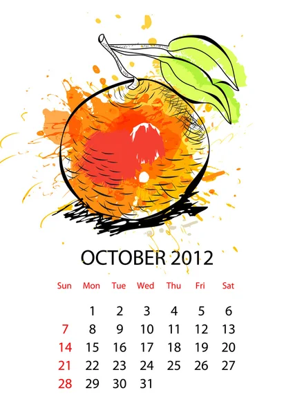 Календар з фруктами на 2012 рік — стоковий вектор