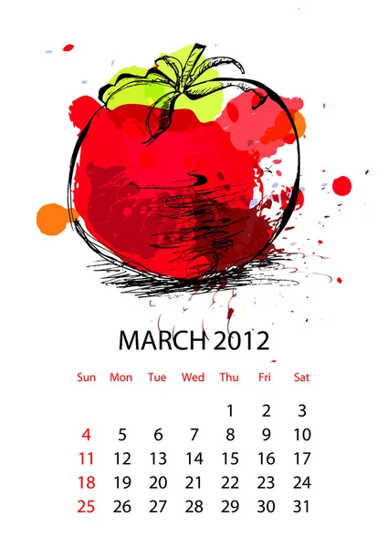 Calendar for 2012 with vegetables — Stock Vector