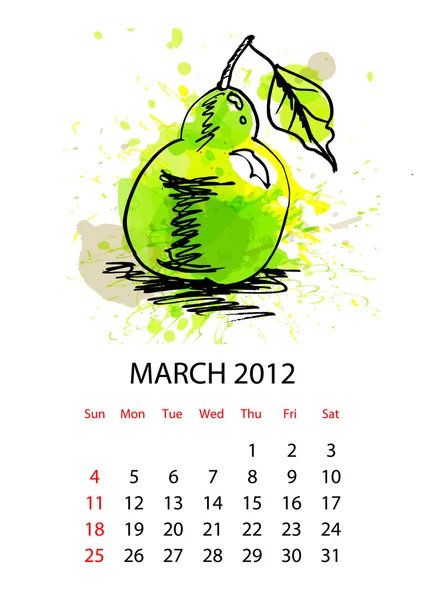 Kalendarz 2012 z owocami — Wektor stockowy