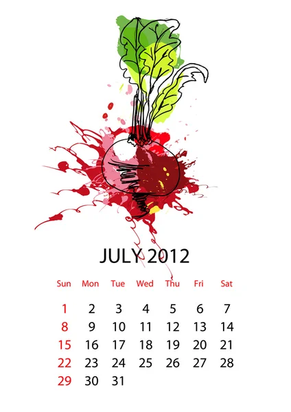 Calendário para 2012 com legumes —  Vetores de Stock