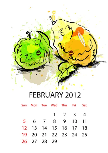 Kalender voor 2012 met fruit — Stockvector