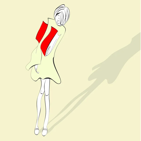 Jeune femme avec livre — Image vectorielle