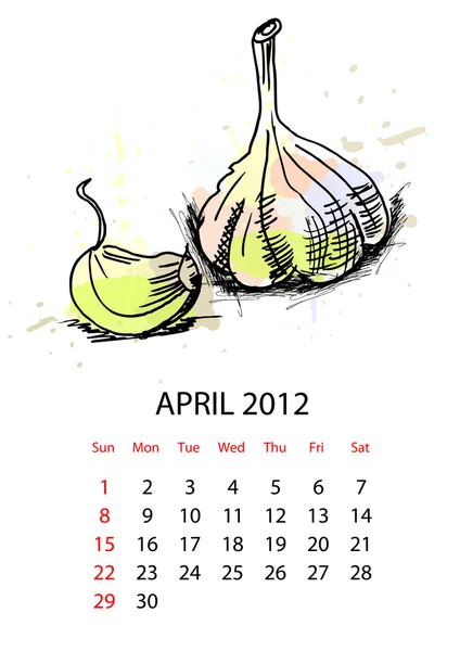Calendario 2012 con verdure — Vettoriale Stock