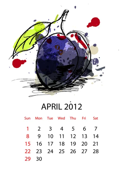 Kalender mit Früchten für 2012 — Stockvektor