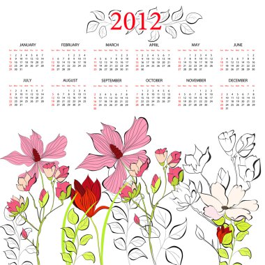 Template for calendar 2012 clipart