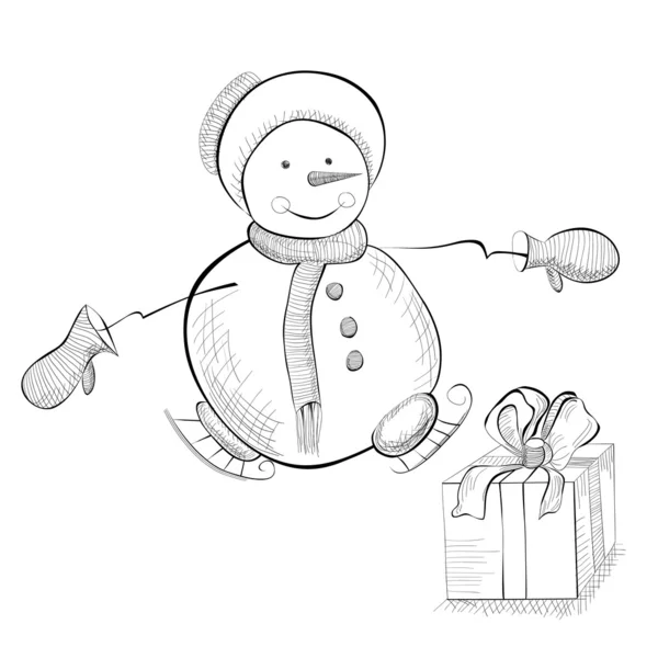 Carte de Noël avec bonhomme de neige — Image vectorielle