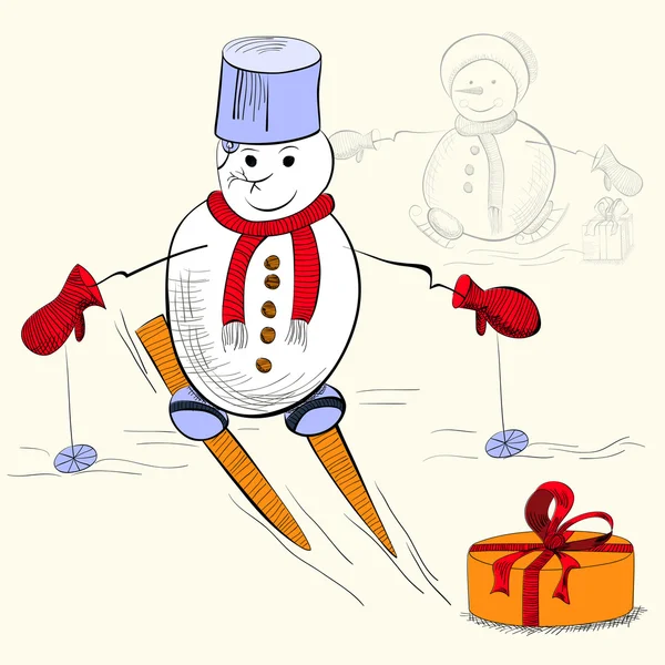 Κάρτα με χιονάνθρωπο — Διανυσματικό Αρχείο