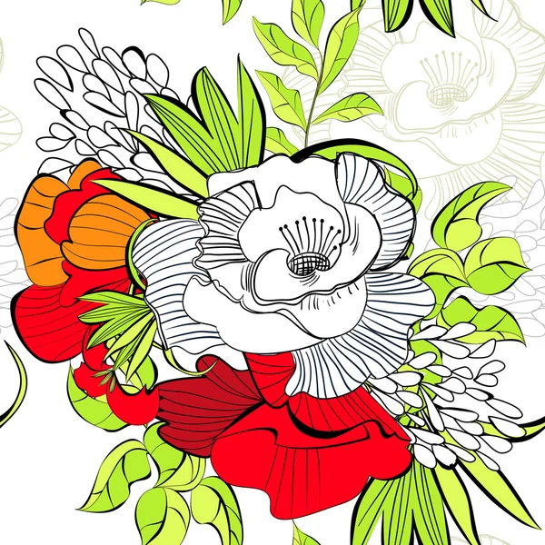 Nahtloses Muster mit dekorativen Blumen — Stockvektor