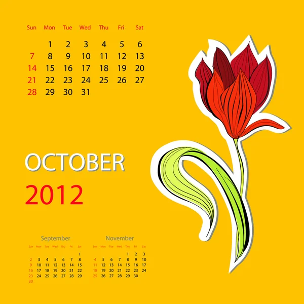 Calendario para 2012 — Archivo Imágenes Vectoriales