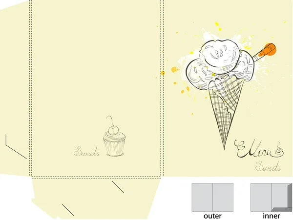 Template for folder with ice cream — Stock Vector