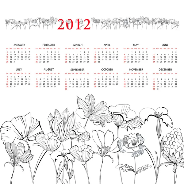 Template for calendar 2012 — Stock Vector