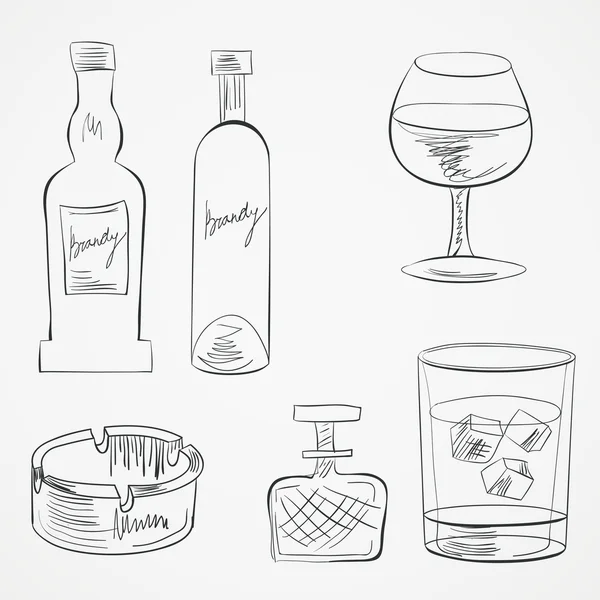 Набор бокалов и бутылок — стоковый вектор
