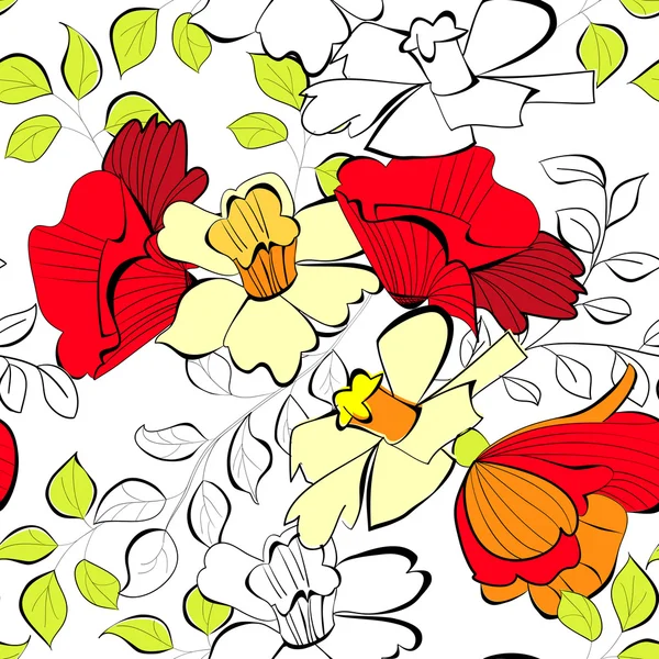 Bezszwowe tapetą z motywem kwiatowym — Wektor stockowy