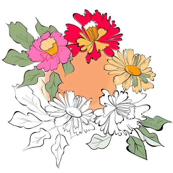 Plantilla para tarjeta de felicitación con flores — Vector de stock