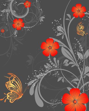 Vector floral dekoratif arka plan ile kelebek