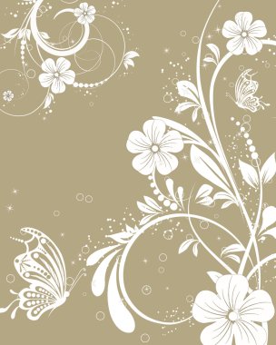 Vector floral decorative abstract background with butterfly clipart