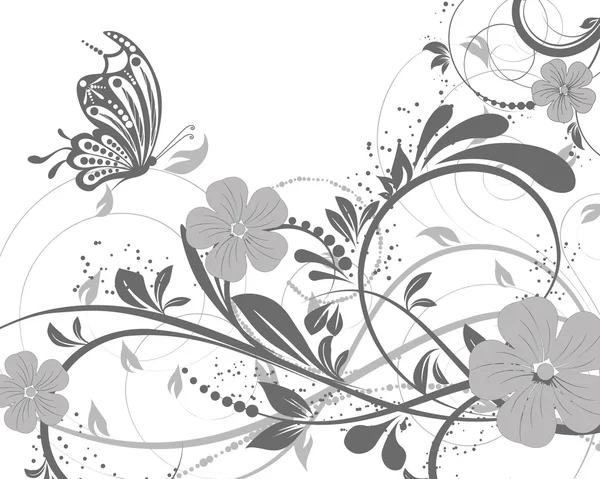 Векторный цветочный декоративный фон с бабочкой — стоковый вектор