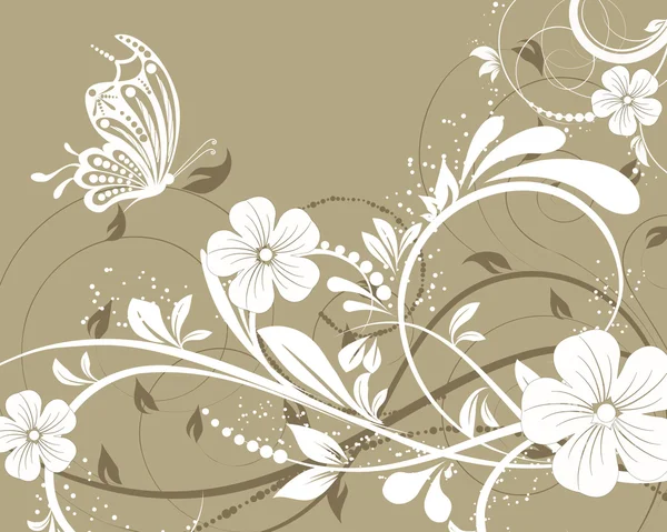 Vettore floreale decorativo astratto sfondo con farfalla — Vettoriale Stock