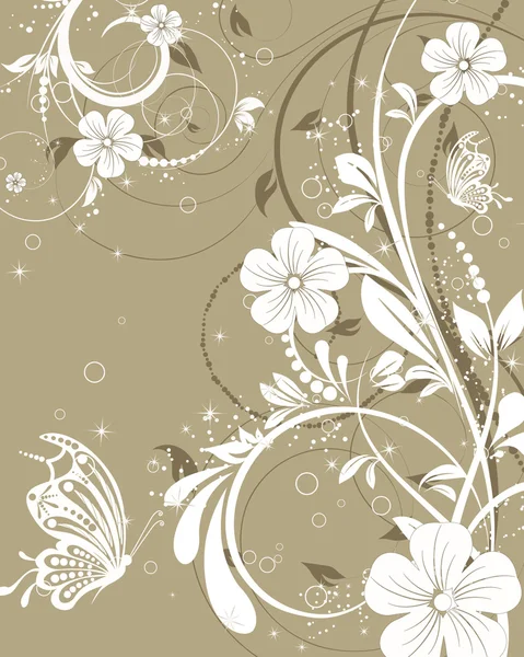 Vector floral decoratieve abstracte achtergrond met vlinder — Stockvector