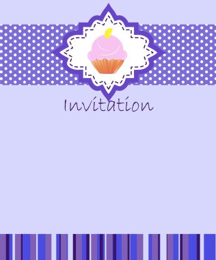 Vector invitation wiht cake on decorative background clipart