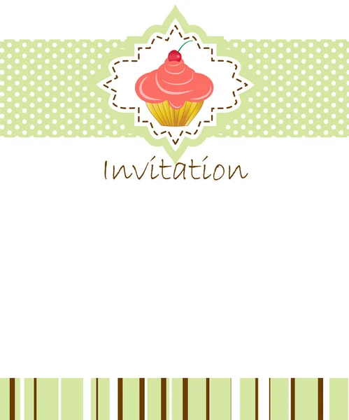 Vector invitation wiht cake on decorative background — Stock Vector